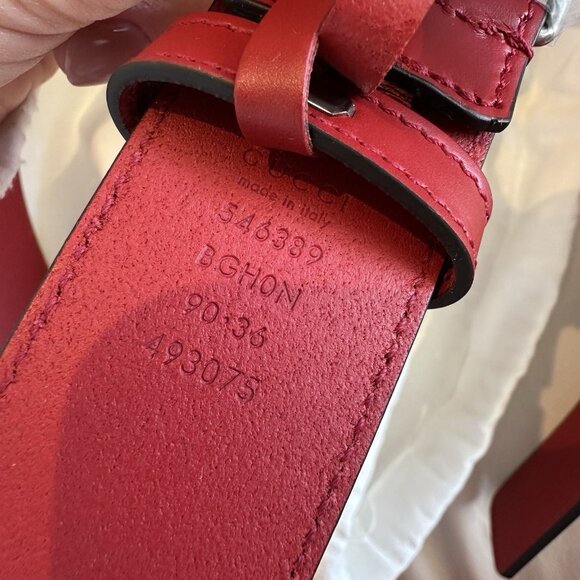 NWT Gucci Celeria Interlocking G Red Leather Belt - size 90 Cm 36 In GG Logo - Picture 8 of 8